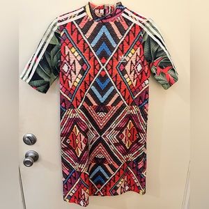 ADIDAS Originals Brazilian Farmrio Dress Multi-Color Print Size Small/4